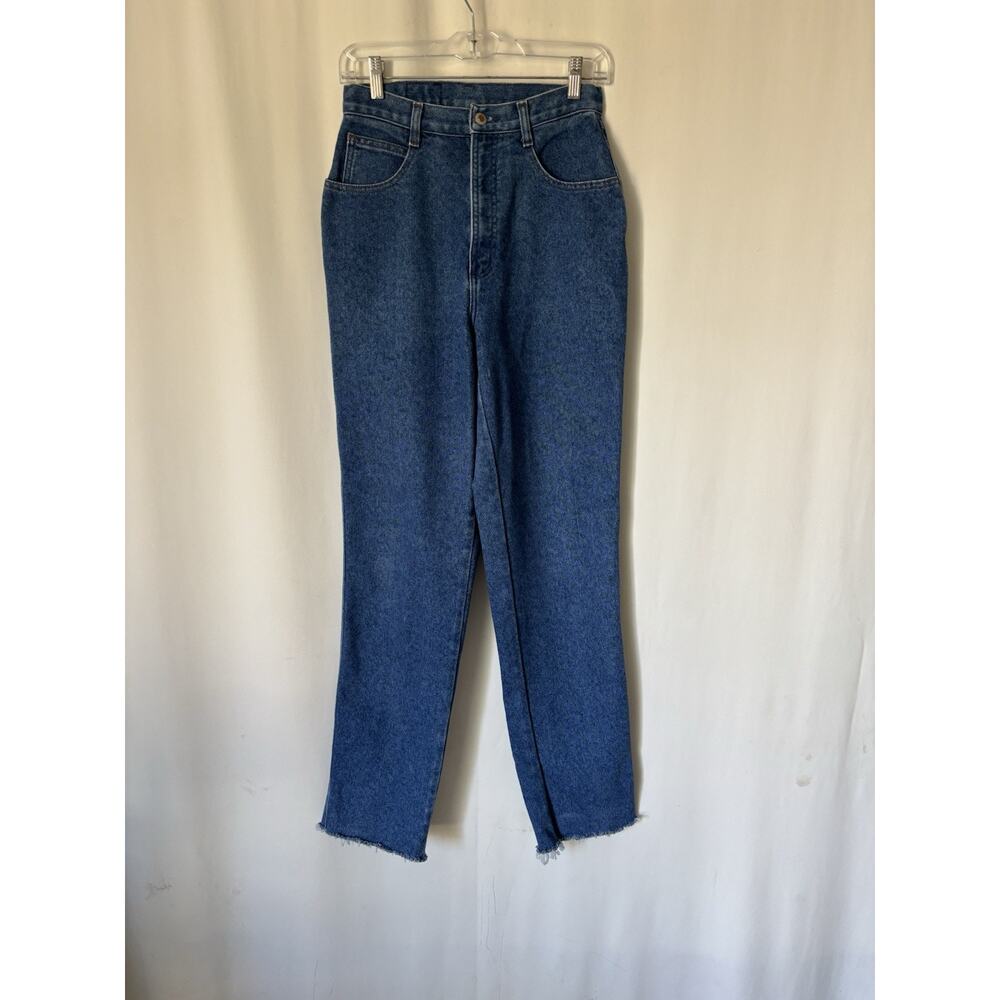 Vtg Rockies Jeans 28x32 Womens High Waist Slim Blue Blue Raw Edge